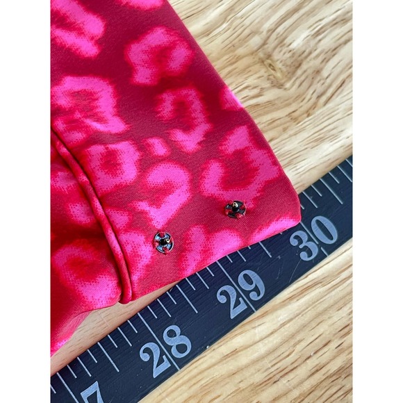 Good American Red Pink Leopard Satin Pajama Pants Drawstring Waist Size 4 (XL) - Picture 8 of 10